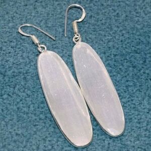 Selenite 925 Crystal Oval Earrings